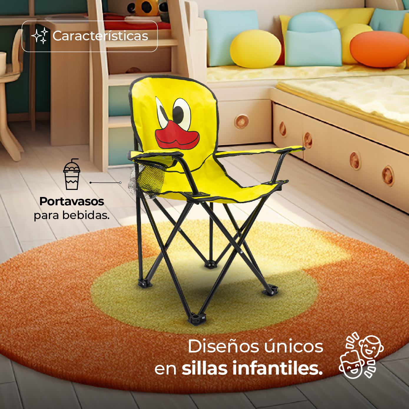 Silla Plegable Para Camping Infantil Pato .