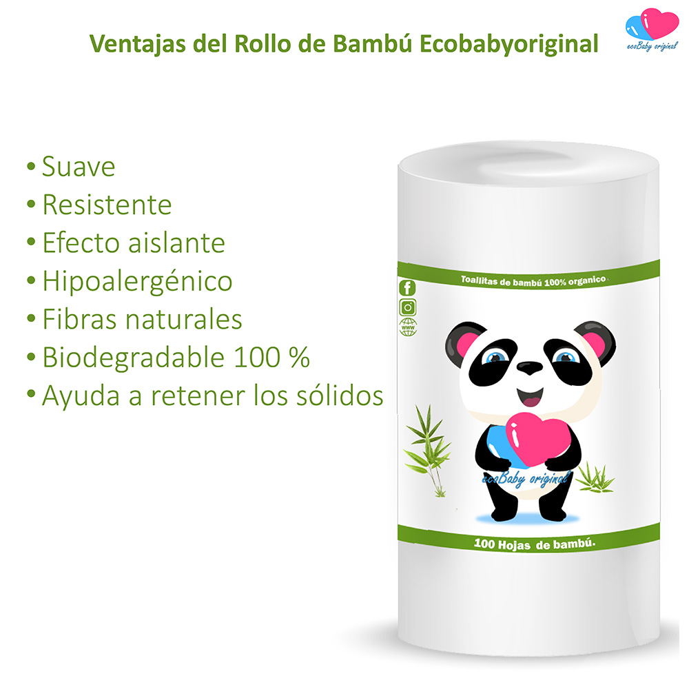 Pañales de tela ecologicos para bebes con Rollo de bambú ecobaby orginal