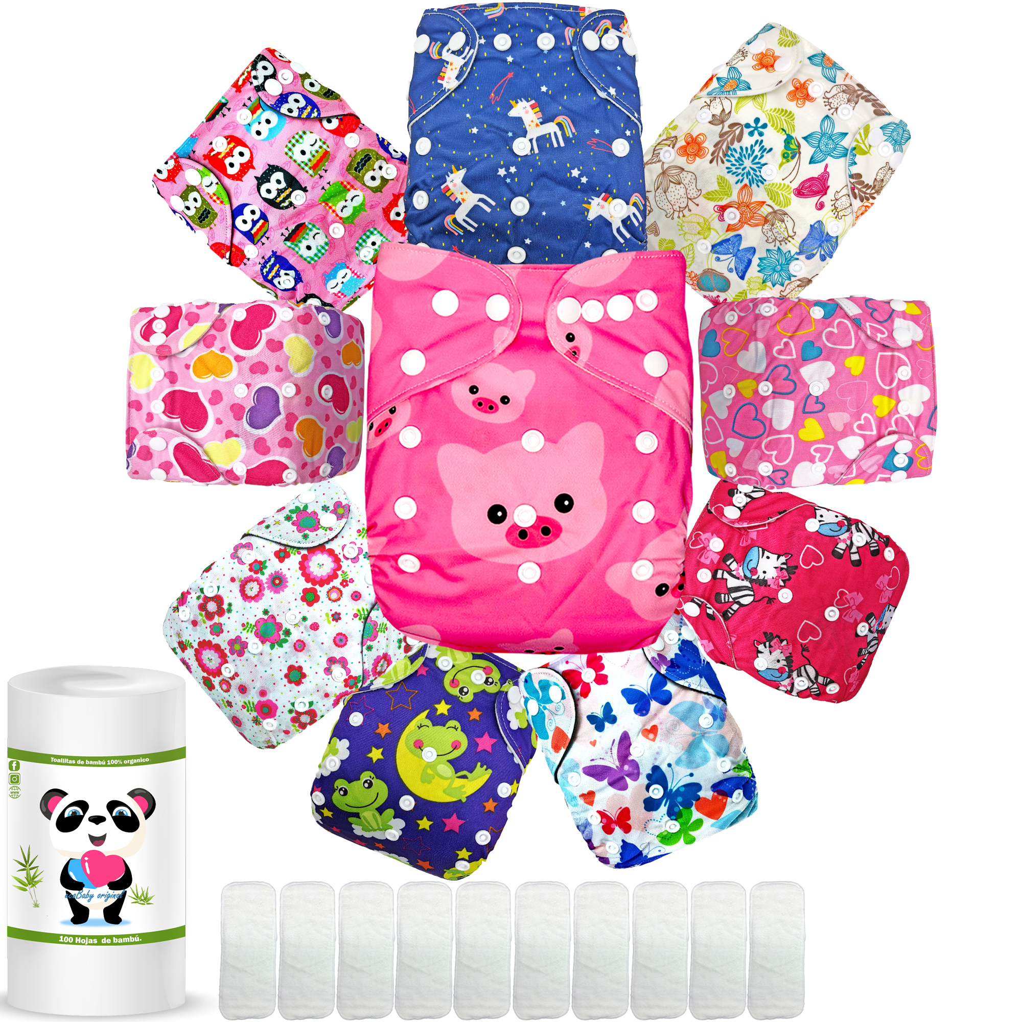Pañales de tela ecologicos para bebes con Rollo de bambú ecobaby orginal