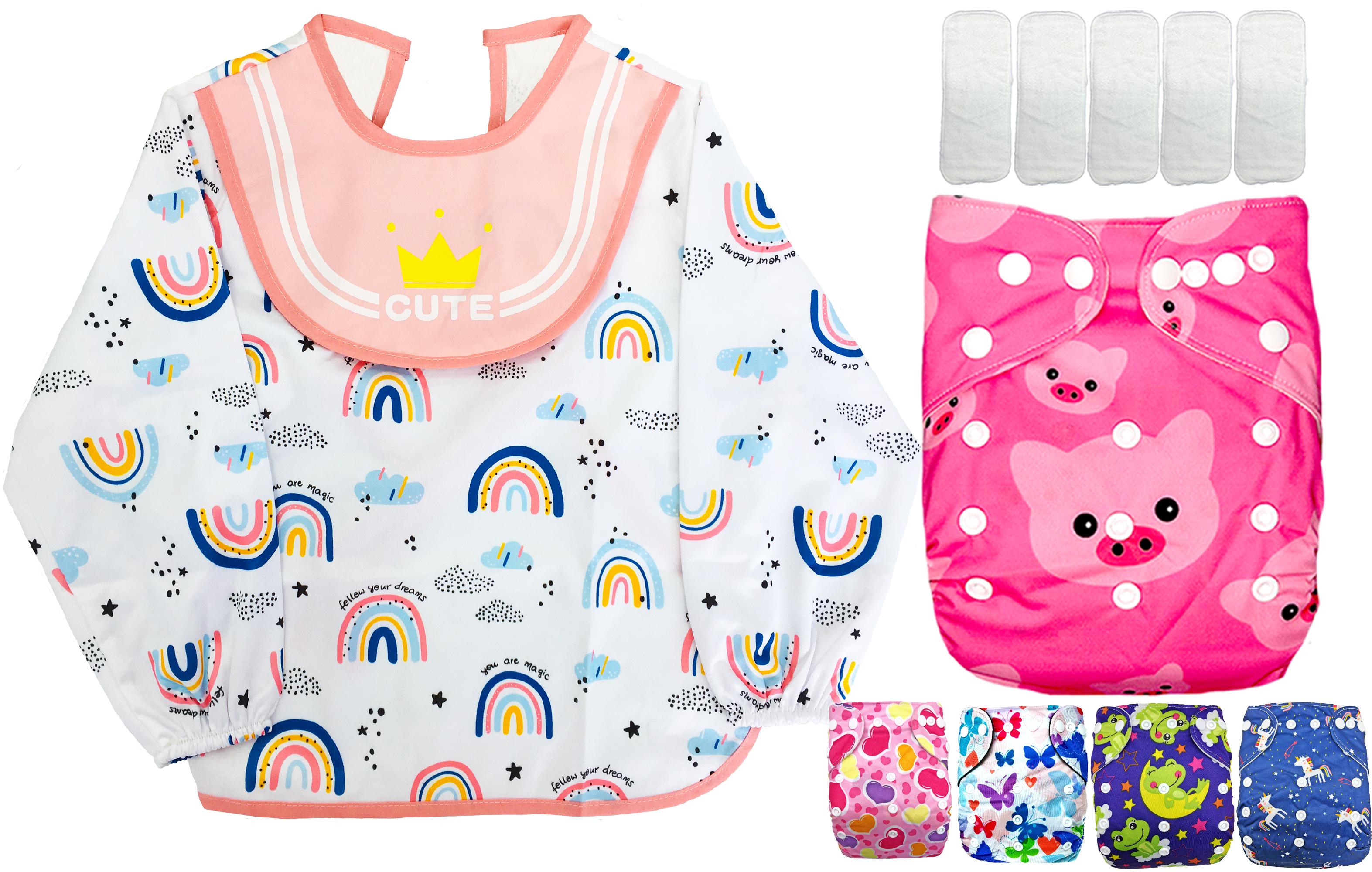 Pañales ecológicos de tela para bebés con Babero impermeable ecobaby original