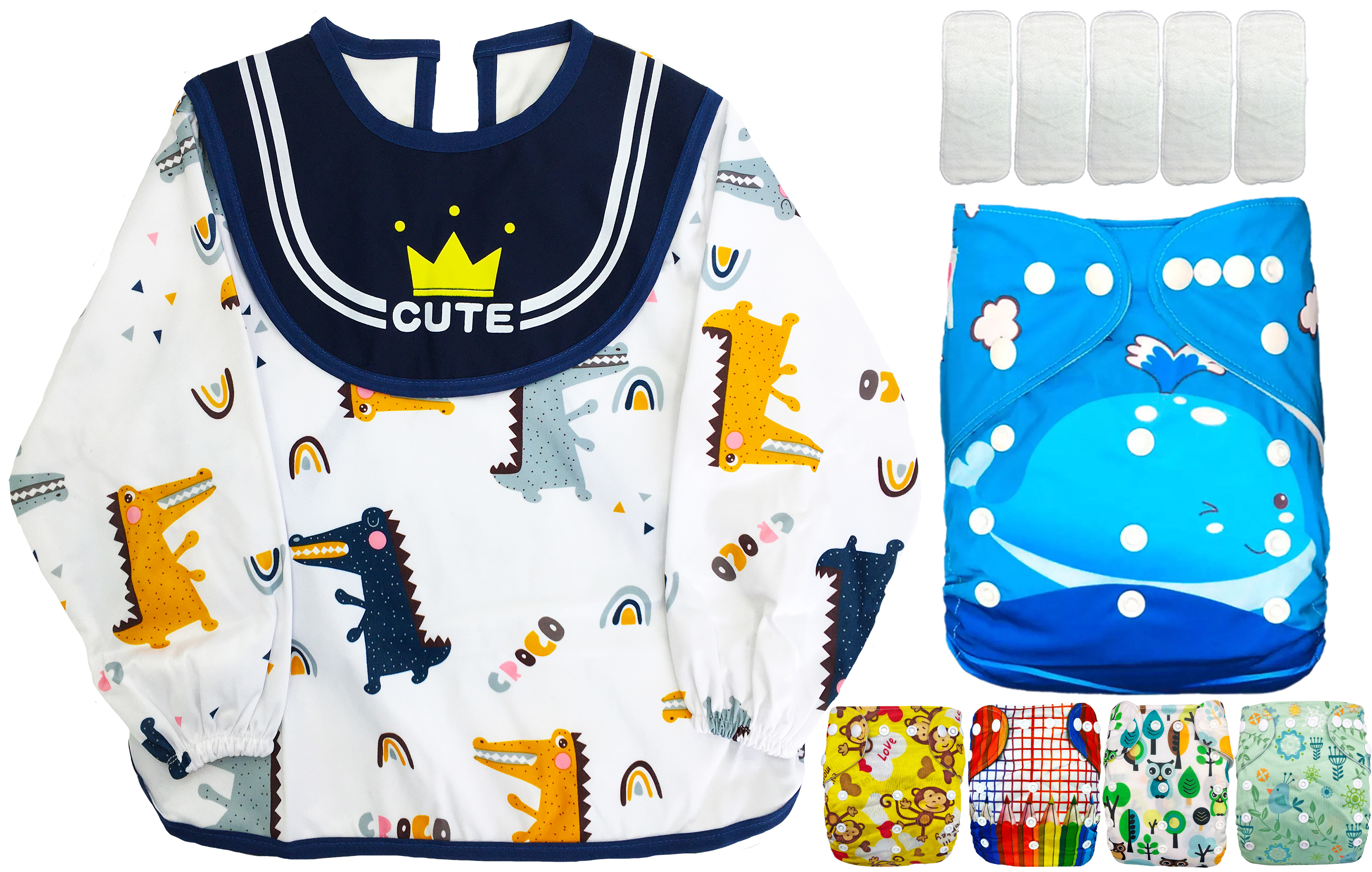 Pañales ecológicos de tela para bebés con Babero impermeable ecobaby original