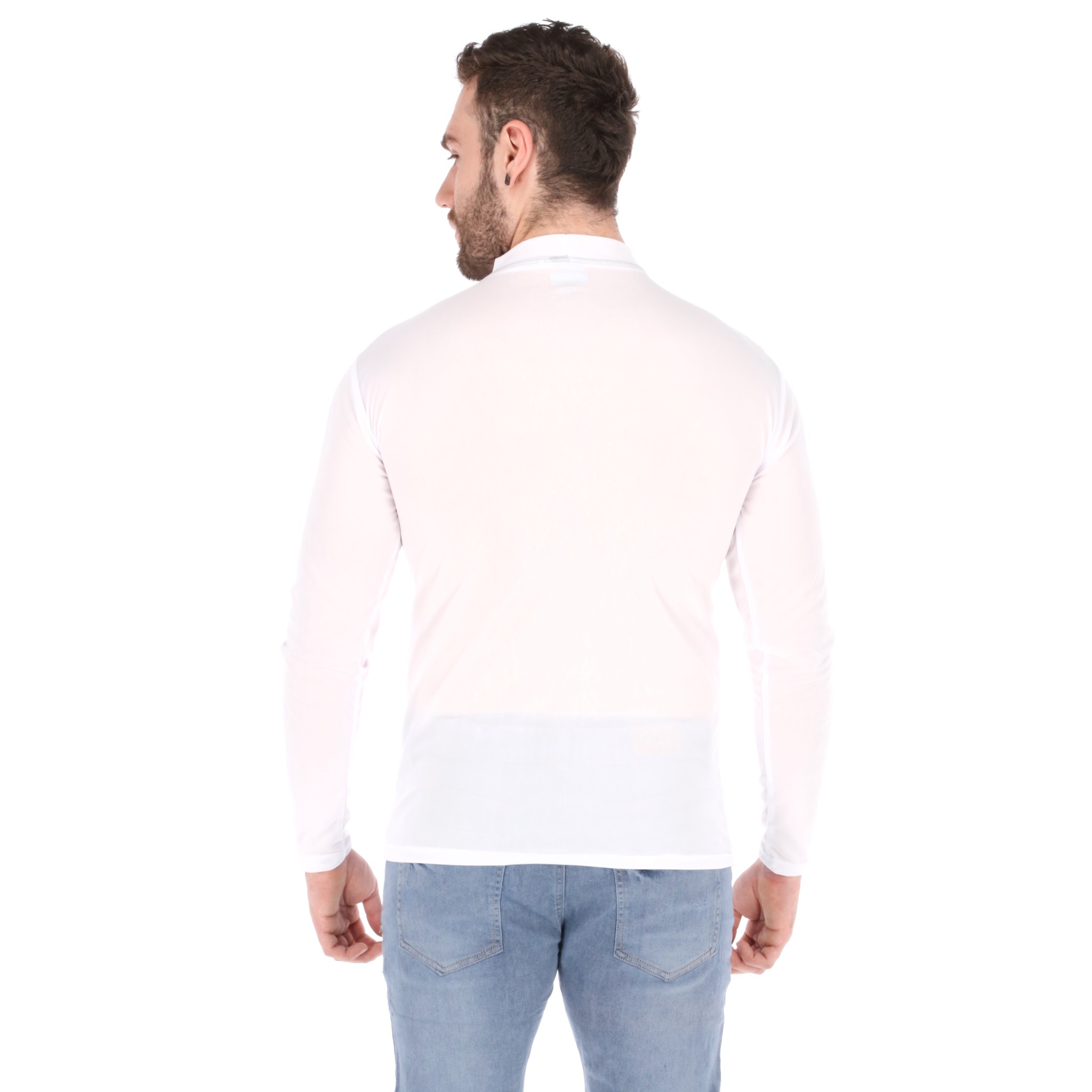 Playera Deportiva Manga Larga Color Blanco Para Hombre Ejercicio Licra Comoda Dry Fit