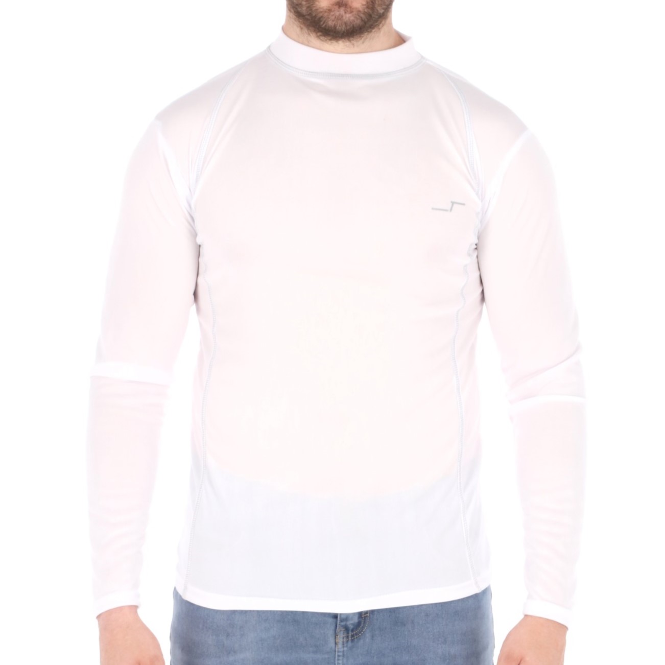 Playera Deportiva Manga Larga Color Blanco Para Hombre Ejercicio Licra Comoda Dry Fit