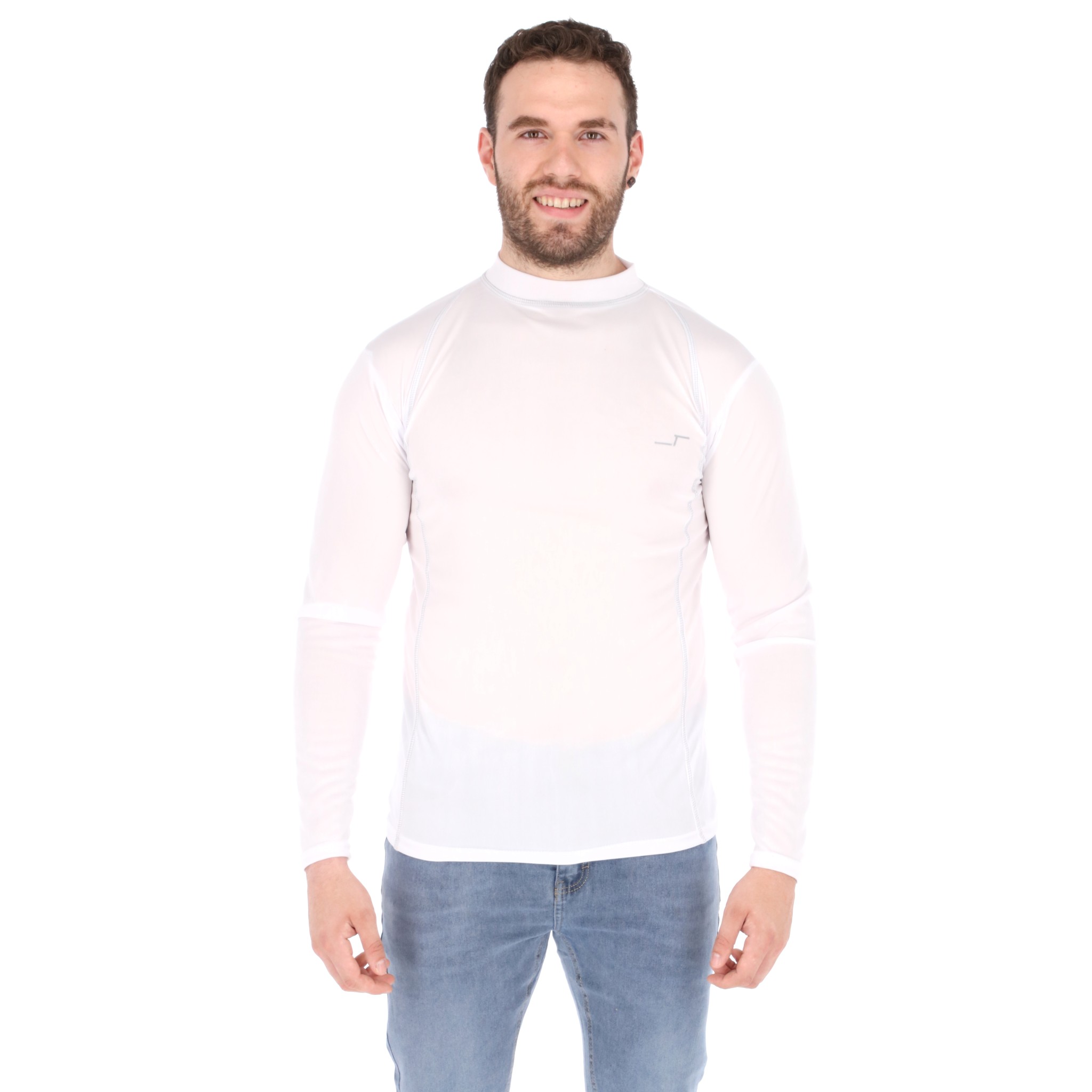 Playera Deportiva Manga Larga Color Blanco Para Hombre Ejercicio Licra Comoda Dry Fit