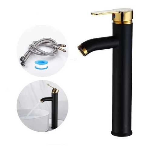 Mezcladora Monomando Grifo Llave Negro P Lavabo Ovalin Moder