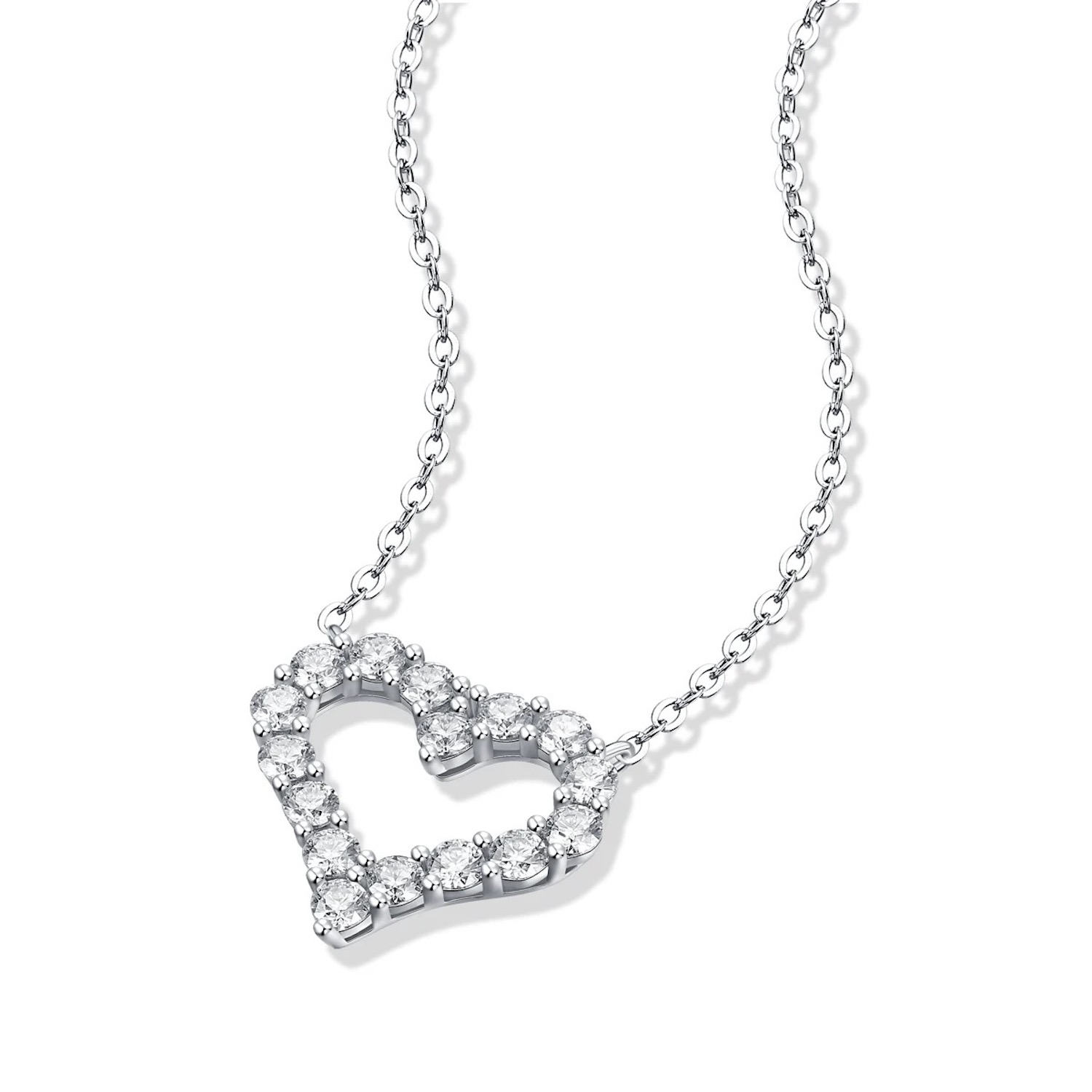 Collar ARETIZE Corazón de Plata de Ley 925 Moissanita Plateado Mujer Unitalla + Caja de Regalo 