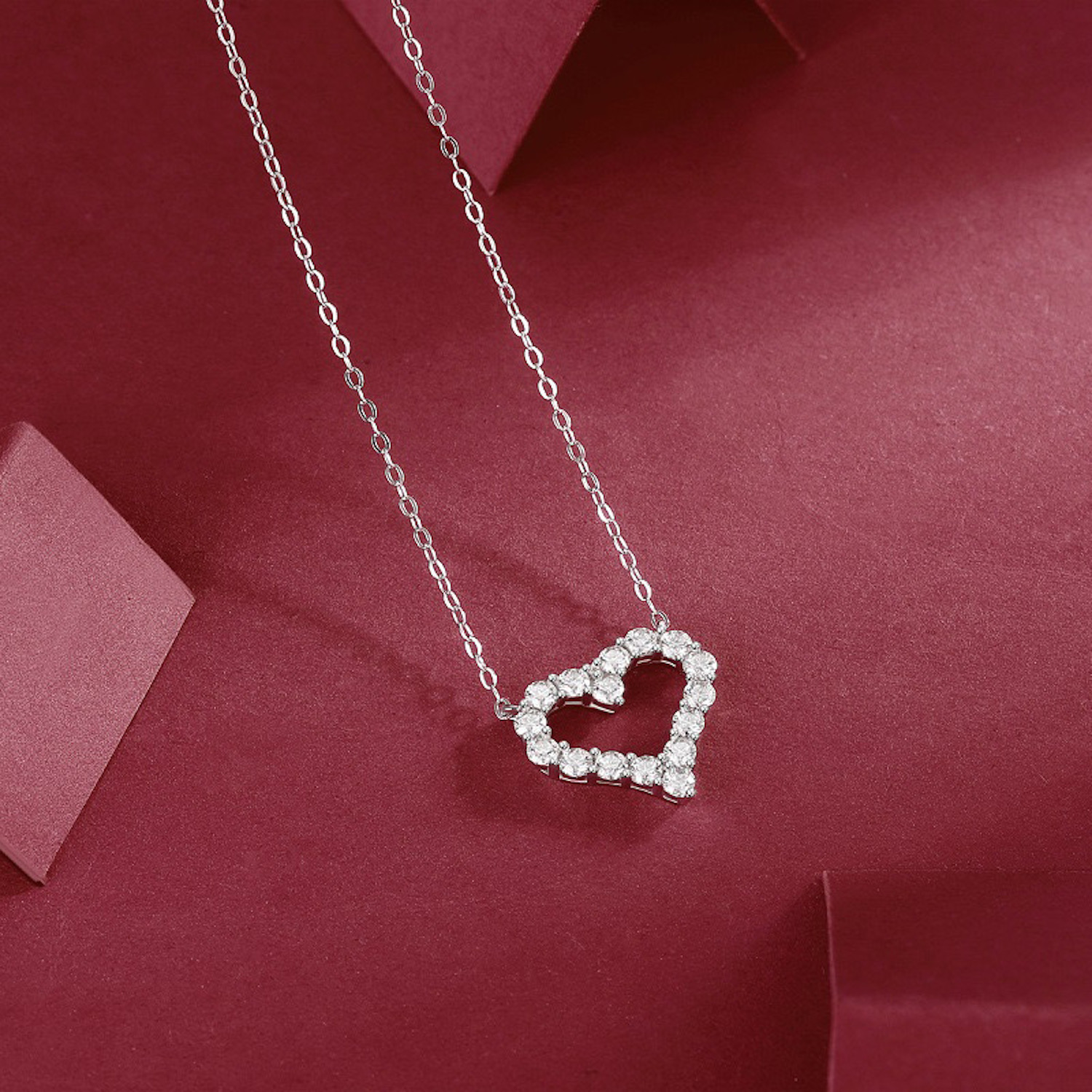 Collar ARETIZE Corazón de Plata de Ley 925 Moissanita Plateado Mujer Unitalla + Caja de Regalo 