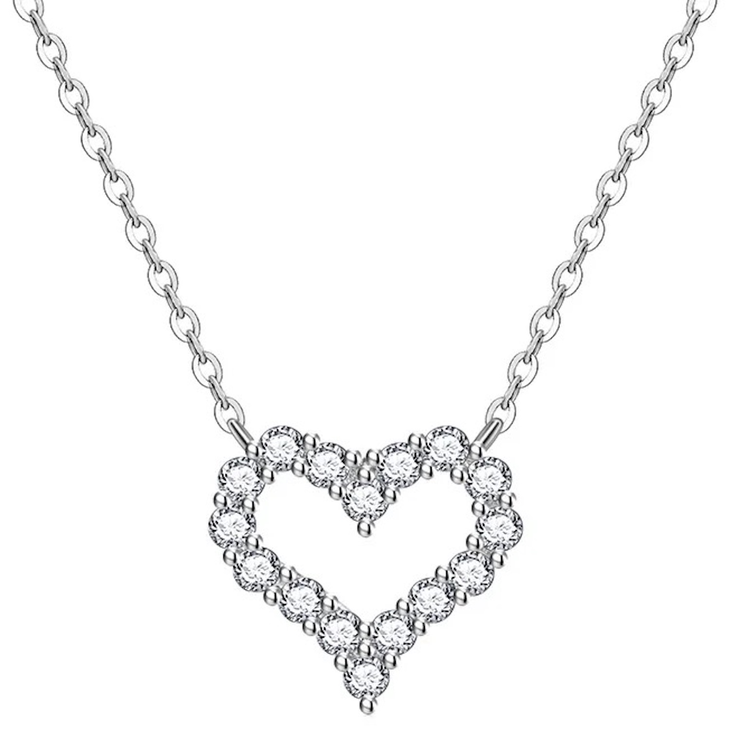 Collar ARETIZE Corazón de Plata de Ley 925 Moissanita Plateado Mujer Unitalla + Caja de Regalo 