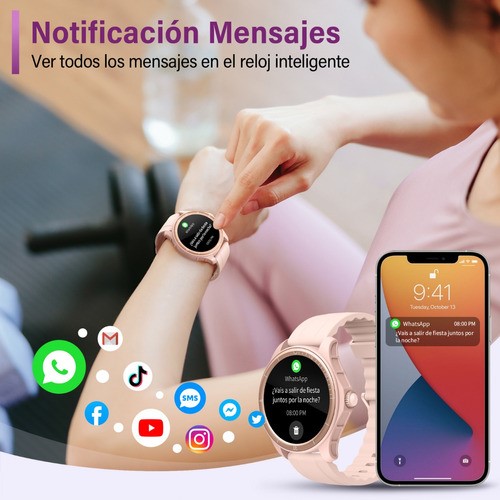 Smartwatch Hombre Reloj Inteligente Bluetooth Llamadas Alexa rosa.