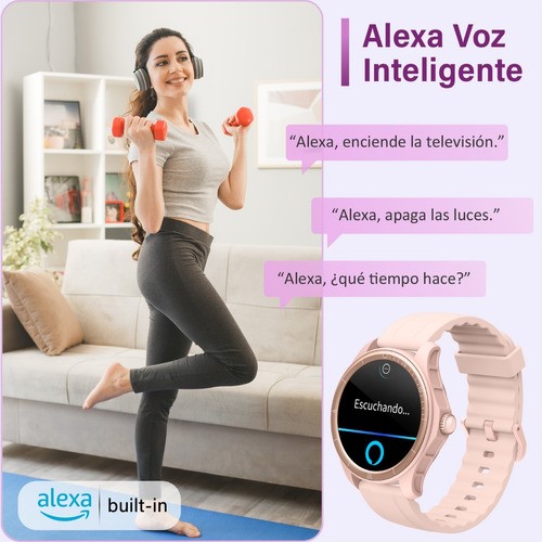 Smartwatch Hombre Reloj Inteligente Bluetooth Llamadas Alexa rosa.