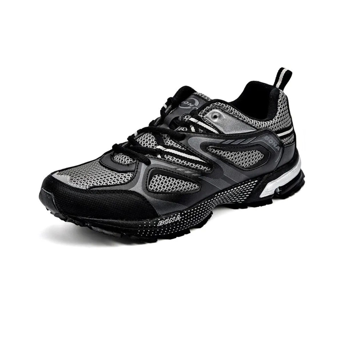 Tenis deportivos negro gris correr clásico zapatos deporte malla cordones correr caminar gym bici.