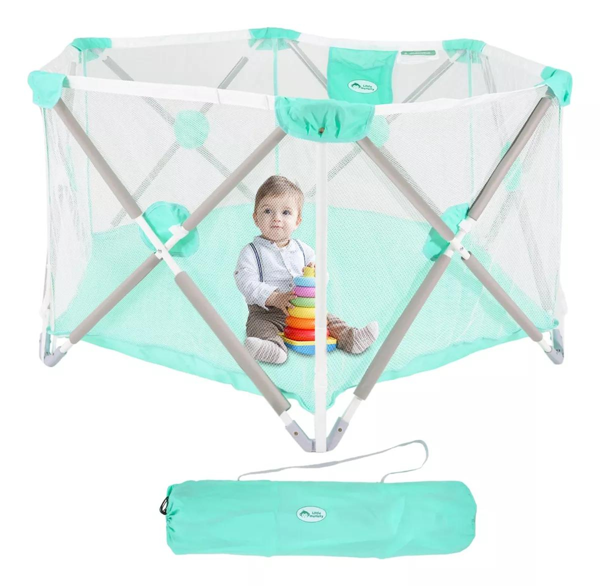 corral para bebe plegable portable azul.