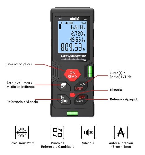 Telemetro Medidor Láser Distanciómetro 100m Distancia Atolla