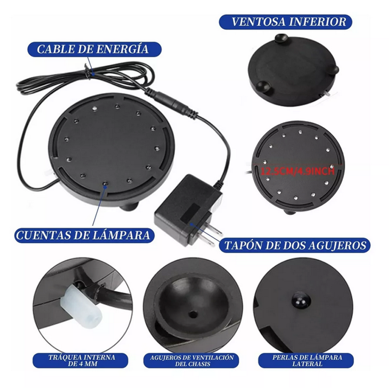 Lámpara Para Peceras Acuario Burbuja Luces 12 Leds