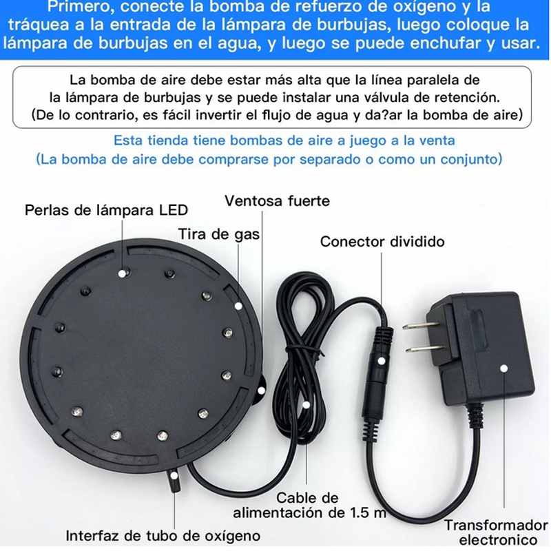 Lámpara Para Peceras Acuario Burbuja Luces 12 Leds