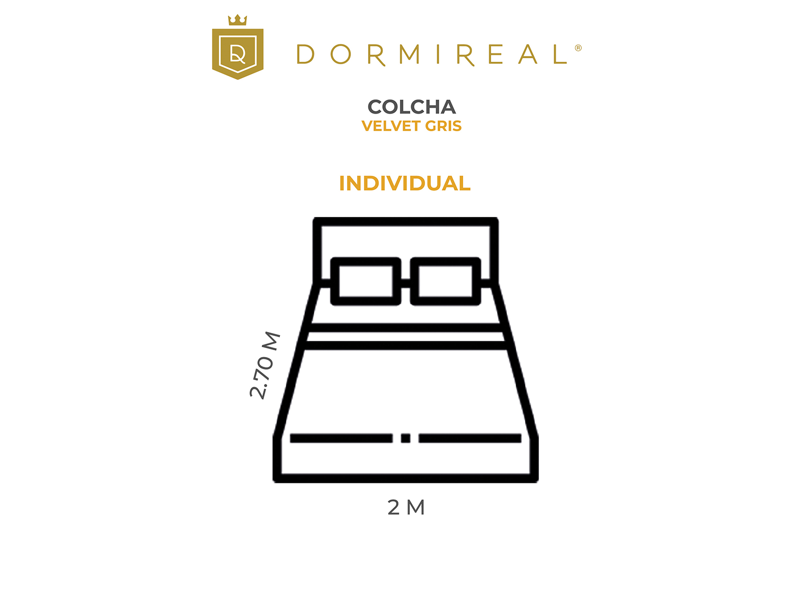 Colcha Velvet Terciopelo Gris Individual + Funda Dormireal