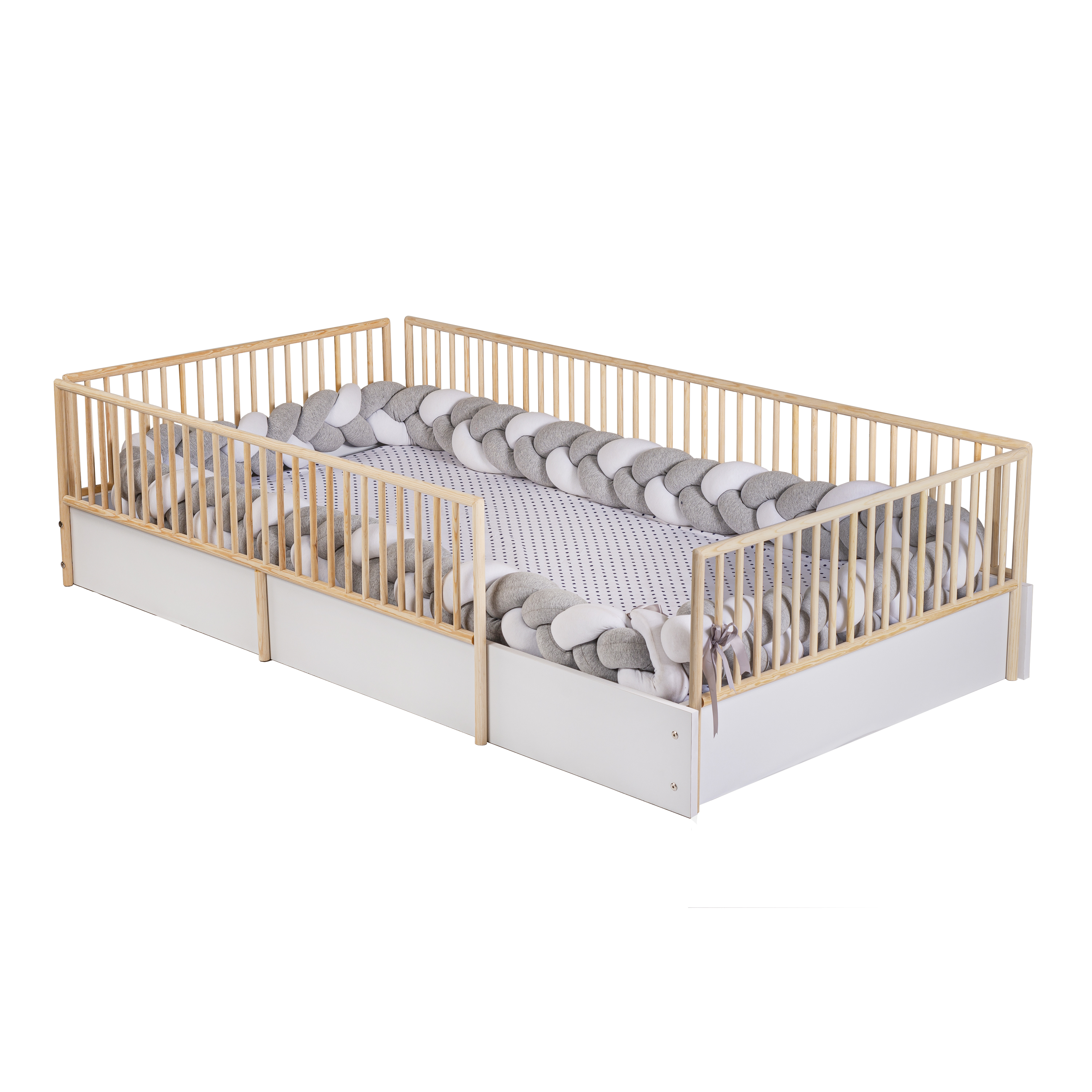 Cama cuna de madera para bebe con barandales removibles