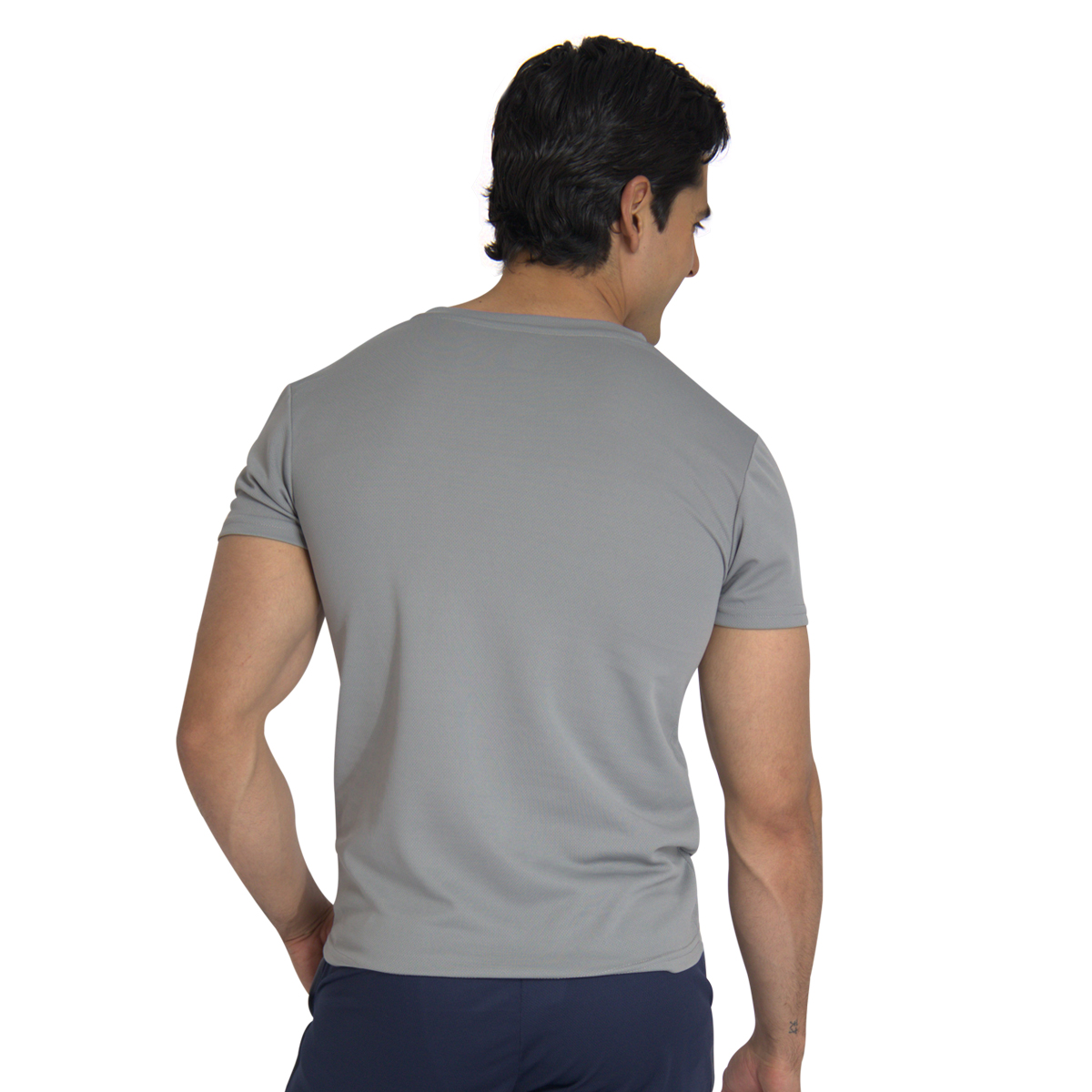 Playera Deportiva Manga Corta Cuello V Color Gris Para Hombre CHB Chili Beans Clothing Co..