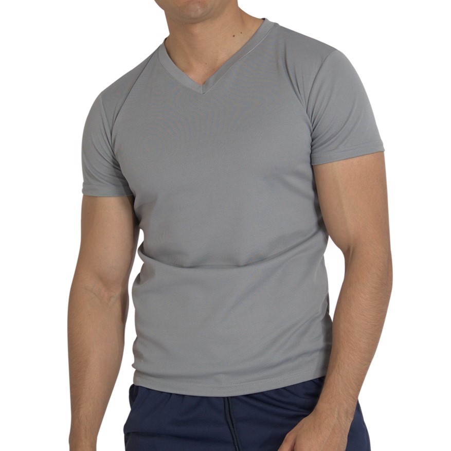 Playera Deportiva Manga Corta Cuello V Color Gris Para Hombre CHB Chili Beans Clothing Co..