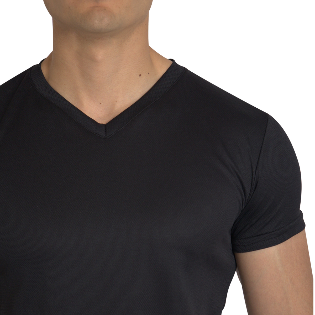 Playera Deportiva Manga Corta Cuello V Color Negro Para Hombre CHB Chili Beans Clothing Co.