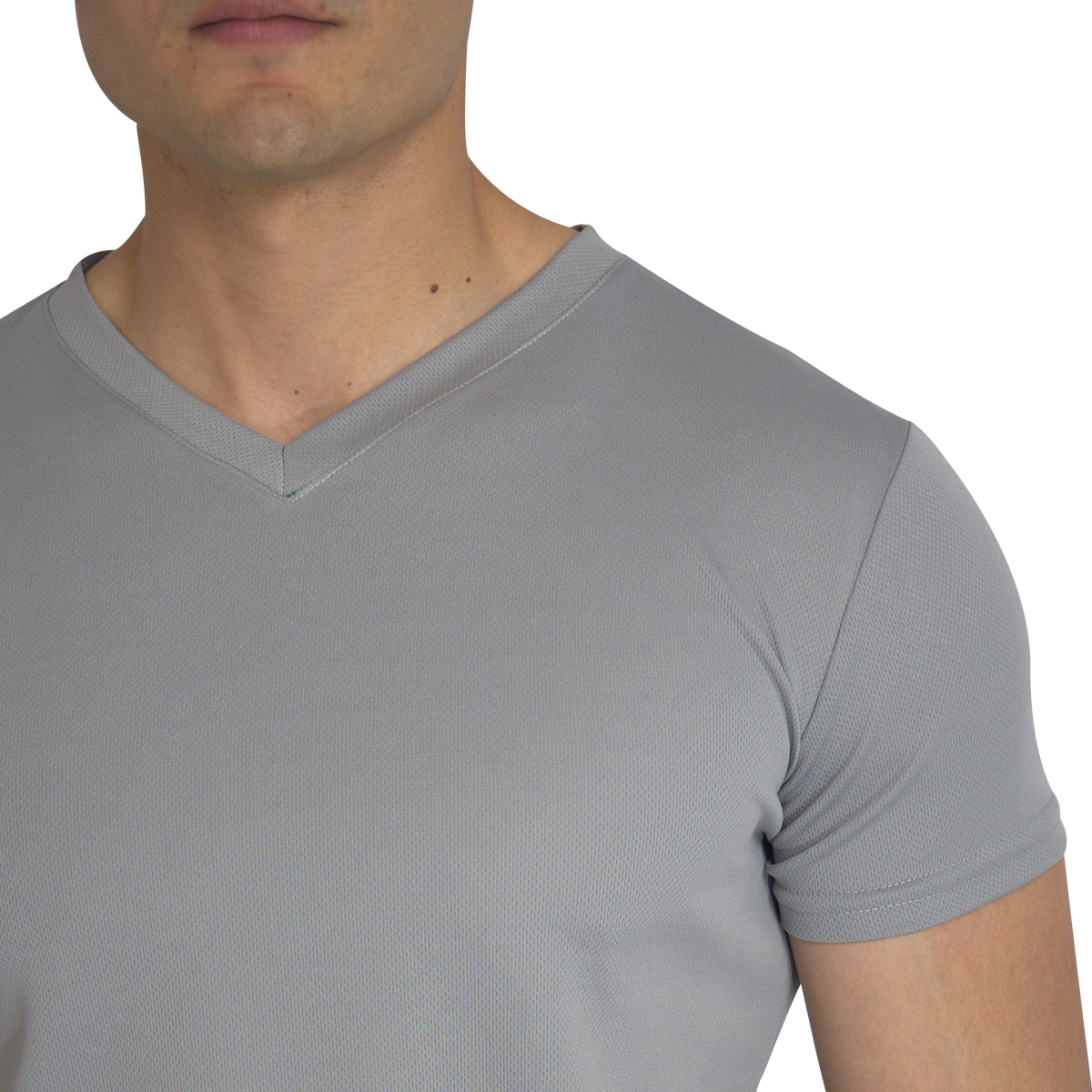 Playera Deportiva Manga Corta Cuello V Color Gris Para Hombre CHB Chili Beans Clothing Co..
