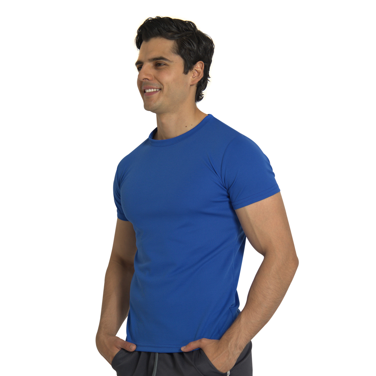 Playera Deportiva Manga Corta Cuello Redondo Color Azul Para Hombre CHB Chili Beans Clothing Co..