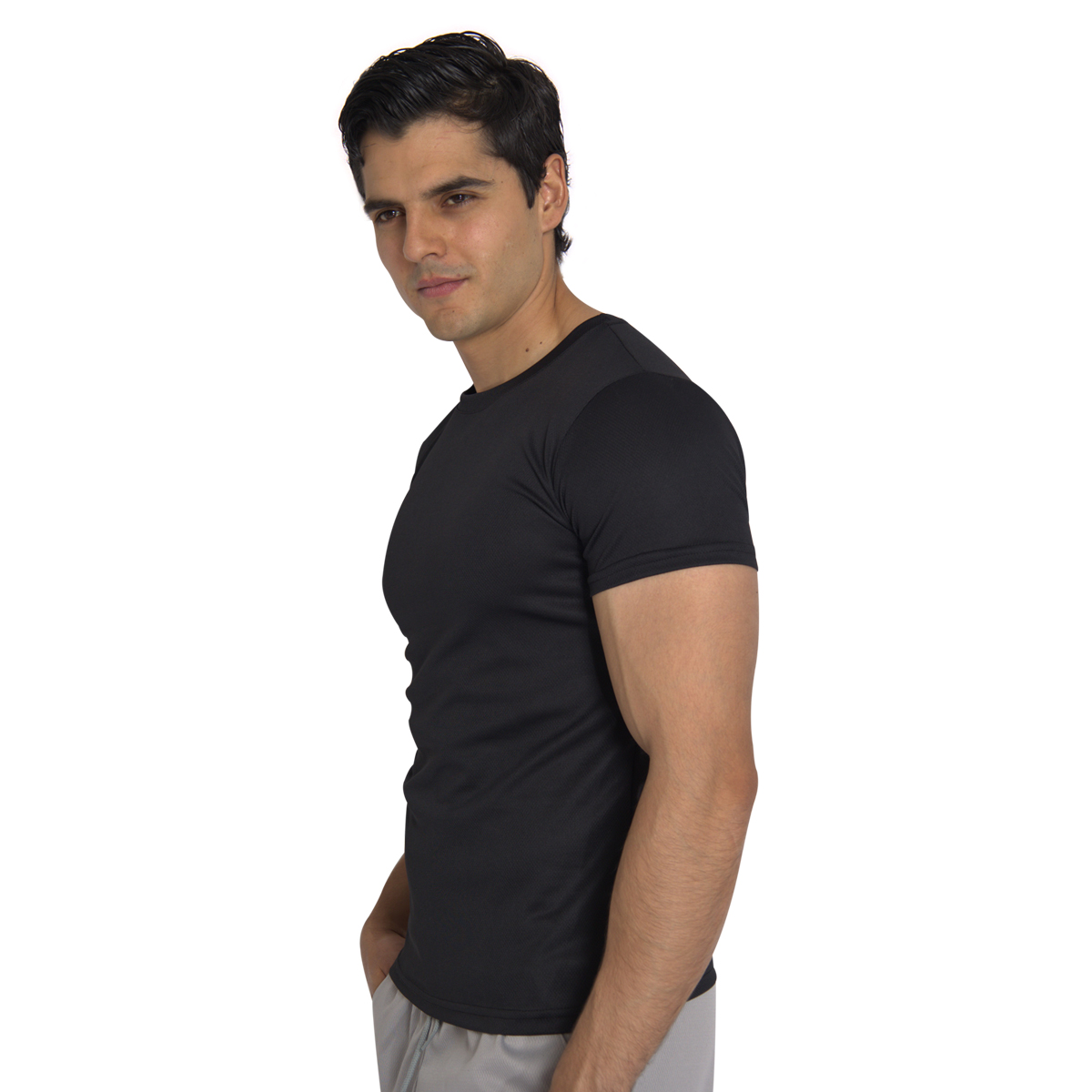 Playera Deportiva Manga Corta Cuello Redondo Color Negro Para Hombre CHB Chili Beans Clothing Co..