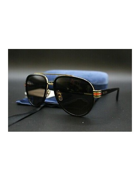 Gucci Gg0447s 003 Aviator Negro Cafe transparente Original