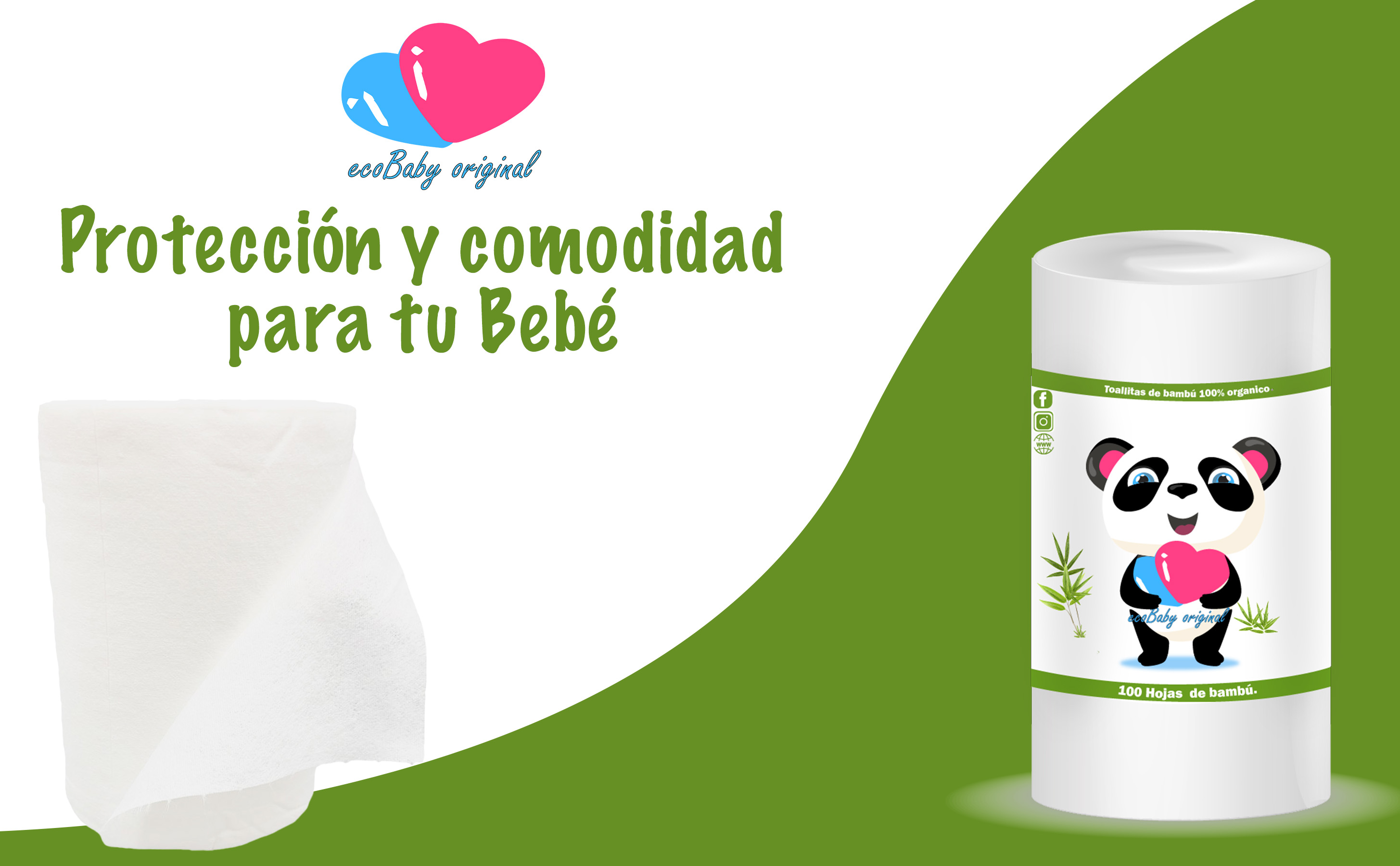 Rollo de papel bambú para pañal de tela reutilizable ecobaby original