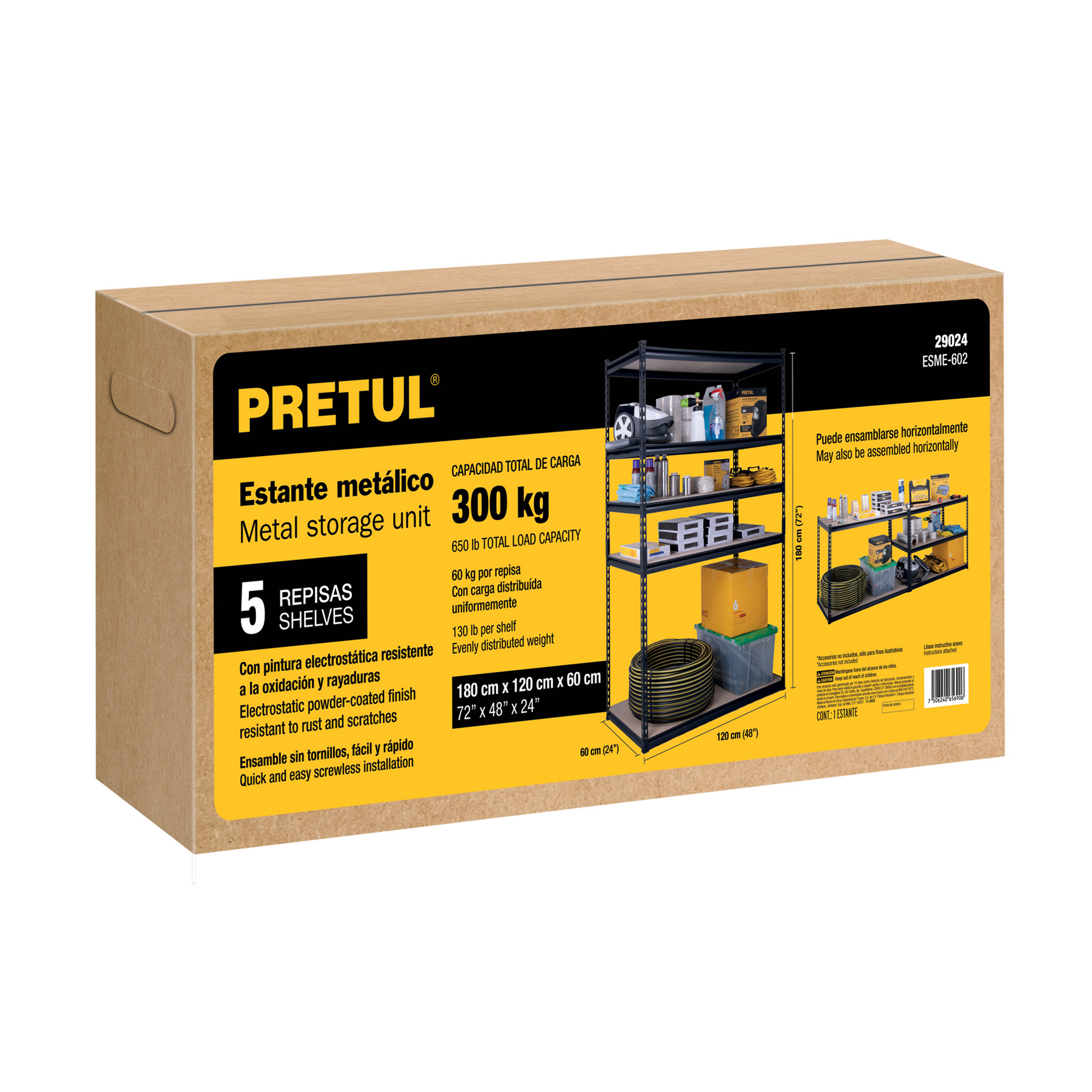 Estante rack Industrial o comercial, metálico 5 repisas, con capacidad de 300 kg, para cocina, taller, almacén o bodega