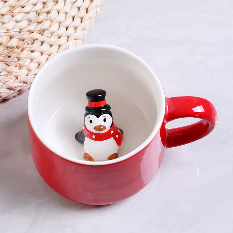 Taza Para Café Pinguino 3D Cerámica De Colección Mejores Amigos