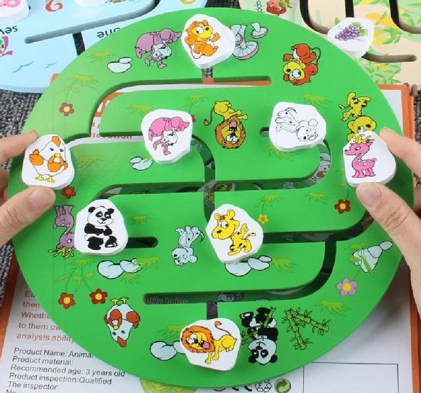 laberinto Estimulación Didáctica Destreza Madera Montessori Bebe