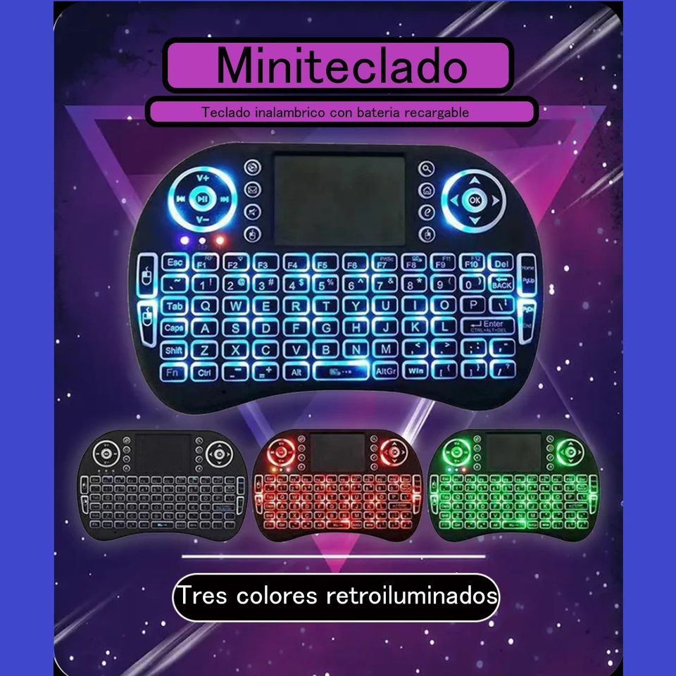 Mini Teclado Pc Inalambrico Bluetooth Touchpad Iluminado gamer consola tv box smart tv pantalla led