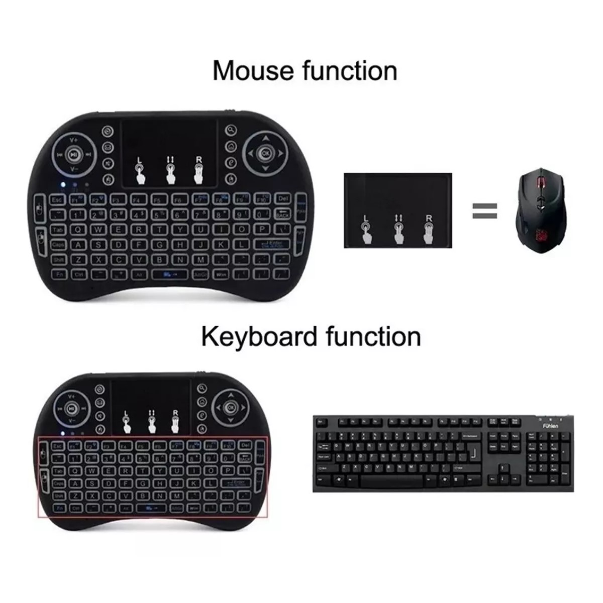 Mini Teclado Pc Inalambrico Bluetooth Touchpad Iluminado gamer consola tv box smart tv pantalla led