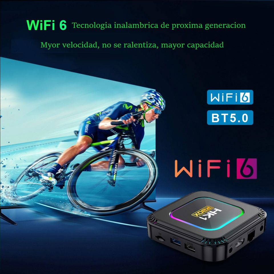 TV box dispositivo smartTV inteligente decodificador Android 13 8K luz RGB 4GB Wifi 32gb usb hdmi
