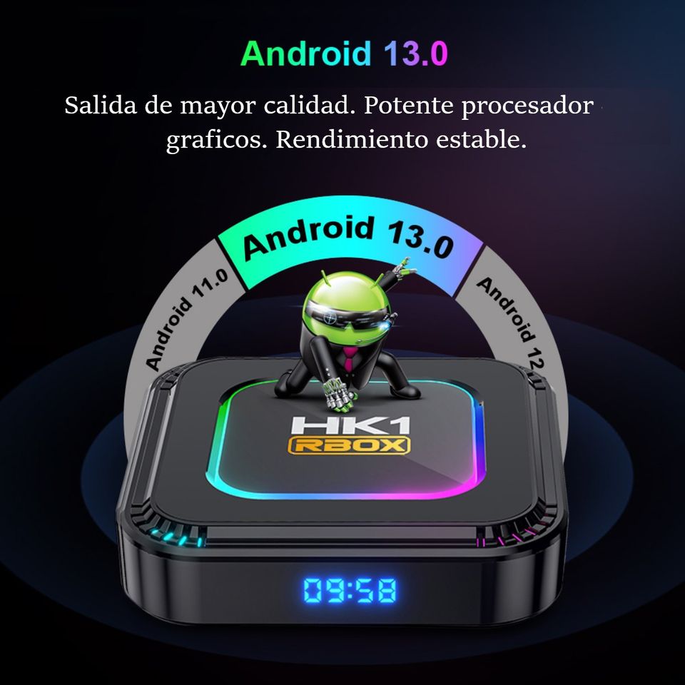 TV box dispositivo smartTV inteligente decodificador Android 13 8K luz RGB 4GB Wifi 32gb usb hdmi