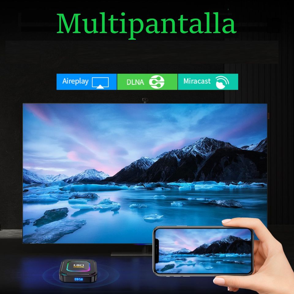 TV box dispositivo smartTV inteligente decodificador Android 13 8K luz RGB 4GB Wifi 32gb usb hdmi