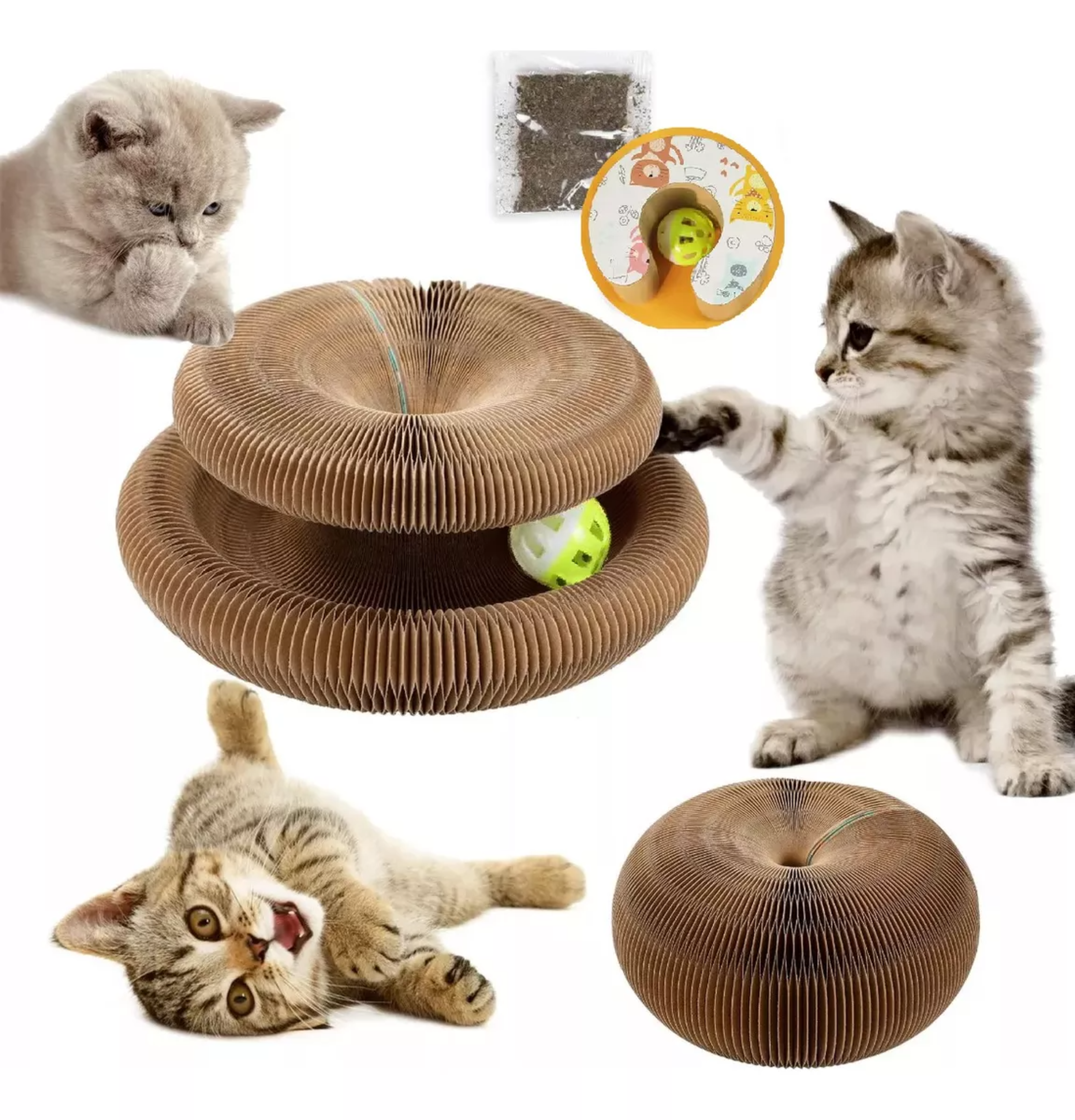 Tablero Para Rascar Gato Juguete Interactivo Con Bola Catnip.