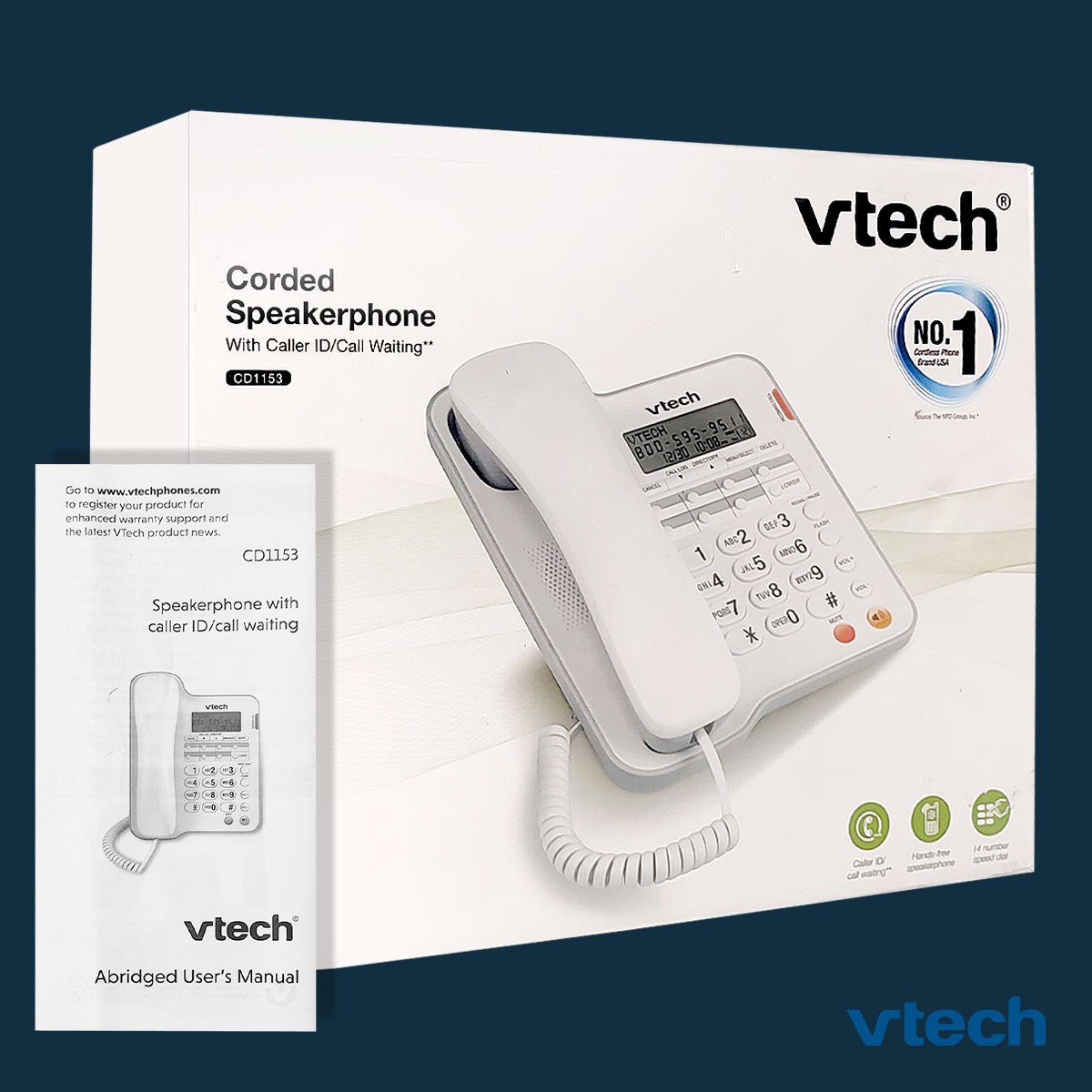 Teléfono Fijo Vtech Altavoz E Identificador De Llamadas