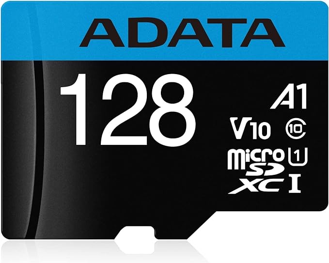 ADATA 128 GB Tarjeta de Memoria Micro SDXC con Adaptador Color Negro con Azul A1 (Clase 10)