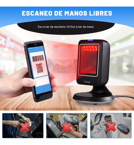 Lector De Código De Barras Omnidireccional 1d/2d/qr Con Usb