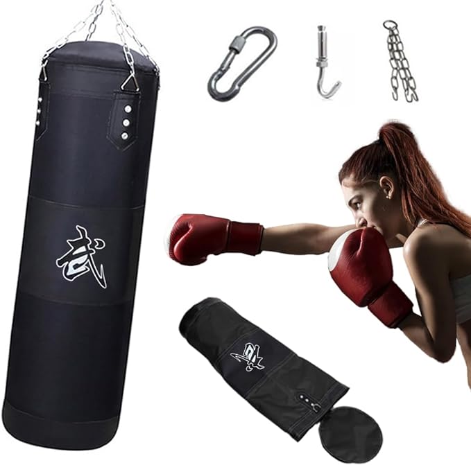 A Costal de Boxeo 120cm Saco de Box de 3 Piezas con Cadena Gancho. Saco de