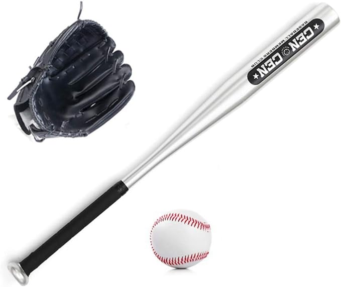 A Mingzhe Juego de Pelotas de béisbol Bate de béisbol + Béisbol + Guantes de béisbol de PVC de 10.5 Pulgadas,Bate de béisbol de aleación de Aluminio de 25 Pulgadas Kit de béisbol para niños