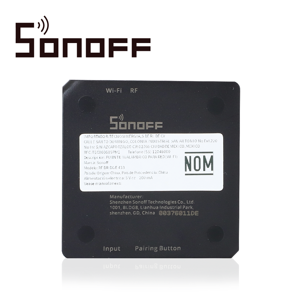 COMUNICADOR RF SONOFF RFBRIDGE433 SMART INALAMBRICO WIFI PARA IOS Y ANDROID COMPATIBLE CON ALEXA/GOOGLE HOME/NEST/IFTTT WIFI 2.4GHZ HASTA 16 DISPOSITIVOS RF 433 MHZ SOPORTA CONTROL REMOTO PARA INTERIOR DE 433MHZ (MODELO REMOTE 433 NO INCLUIDO)