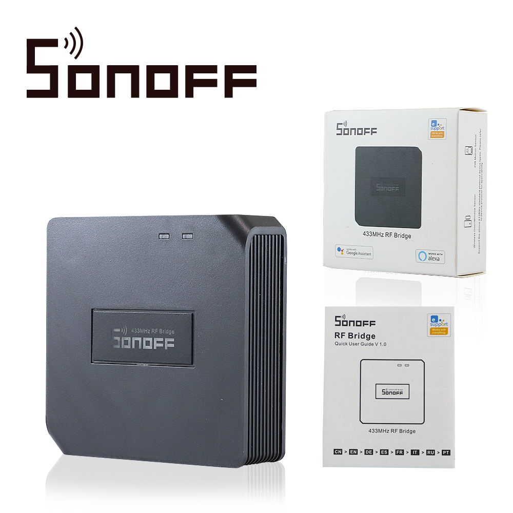 COMUNICADOR RF SONOFF RFBRIDGE433 SMART INALAMBRICO WIFI PARA IOS Y ANDROID COMPATIBLE CON ALEXA/GOOGLE HOME/NEST/IFTTT WIFI 2.4GHZ HASTA 16 DISPOSITIVOS RF 433 MHZ SOPORTA CONTROL REMOTO PARA INTERIOR DE 433MHZ (MODELO REMOTE 433 NO INCLUIDO)