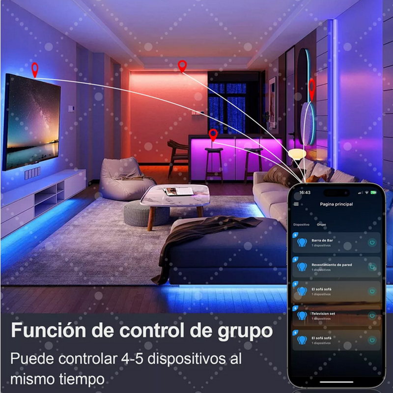 Tira De Luces Led Resistencia Ip65 2m Gamer Rítmica Bt Usb