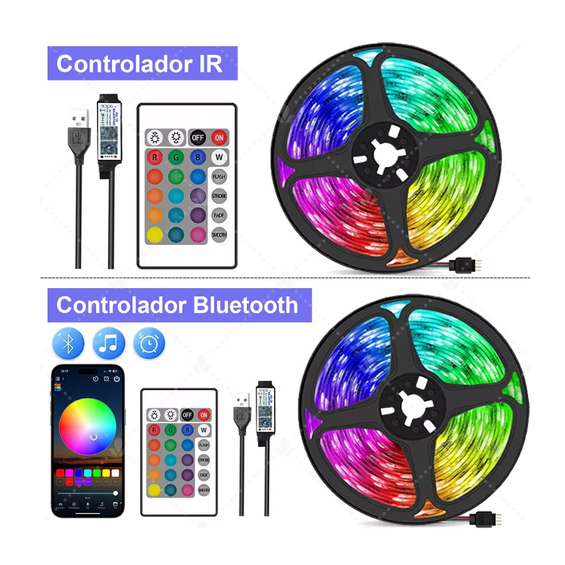 Tira De Luces Led Resistencia Ip65 2m Gamer Rítmica Bt Usb