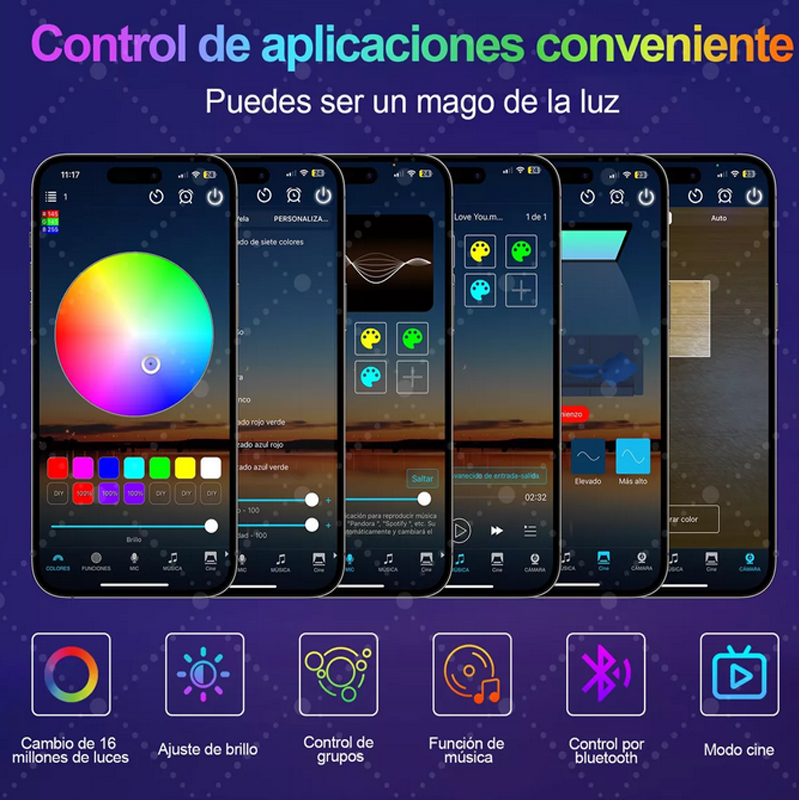 Tira De Luces Led Resistencia Ip65 2m Gamer Rítmica Bt Usb