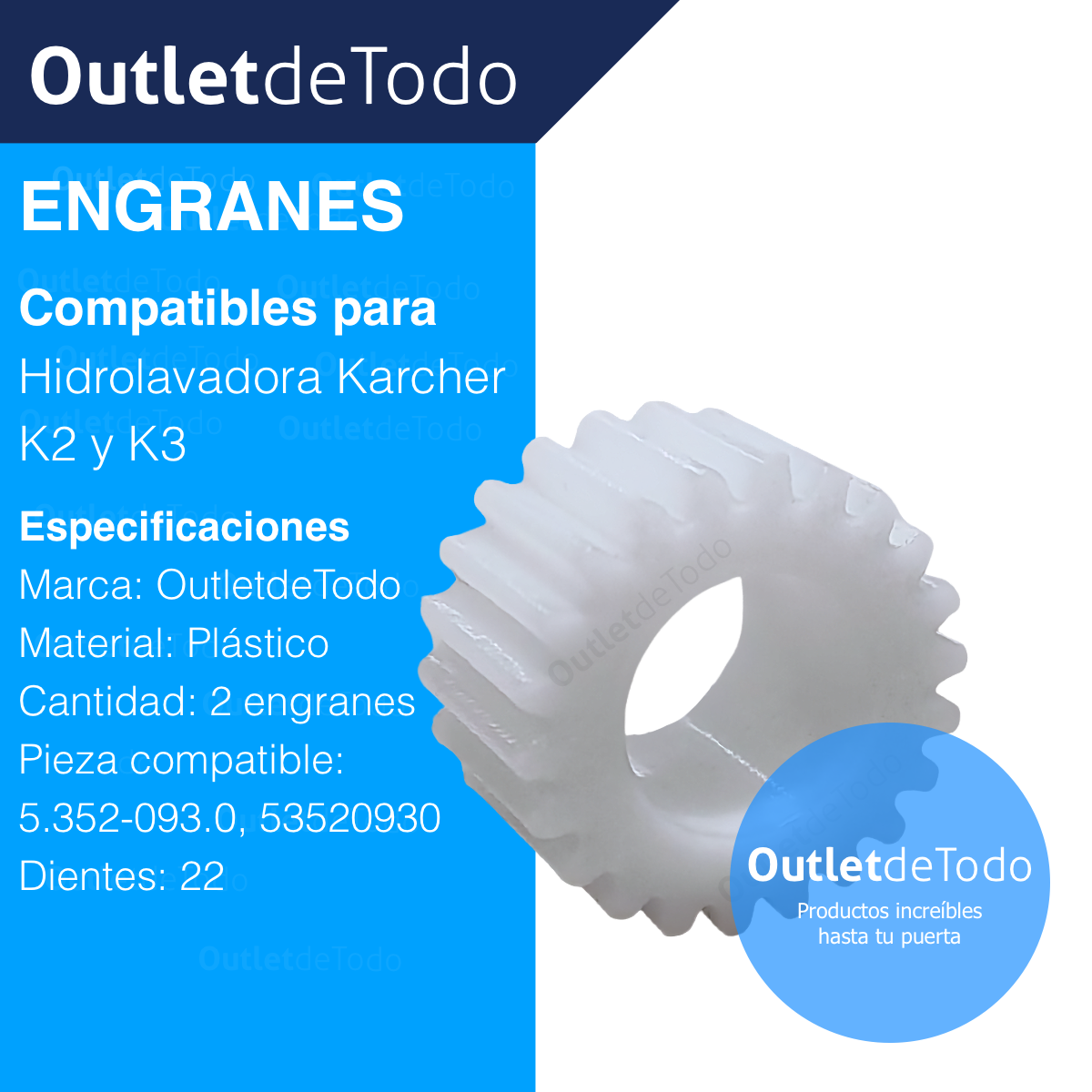 ENGRANES PARA HIDROLAVADORA KARCHER K2 K3 5.352-093.0 53520930
