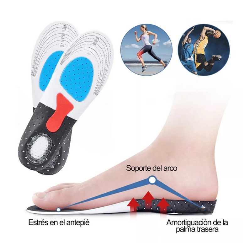 1 Par Plantillas Ortopedica Gel Descanso Ajustable Deporte